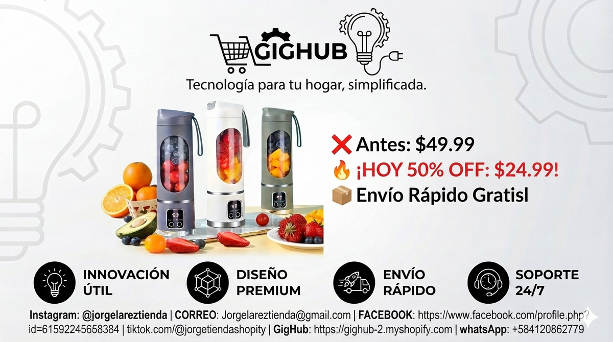 Mini Licuadora Portátil Recargable USB | Vaso Batidor Eléctrico