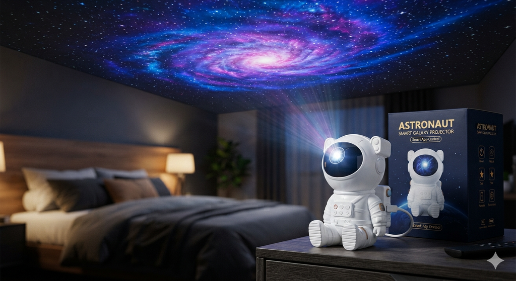 Lámpara Proyector de Galaxia Astronauta con Control Remoto