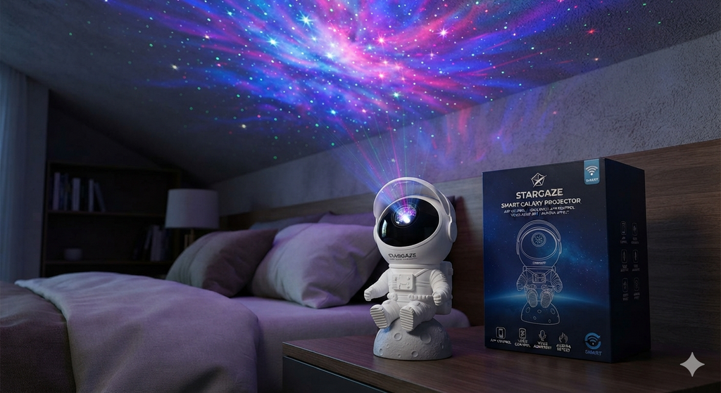 Lámpara Proyector de Galaxia Astronauta con Control Remoto