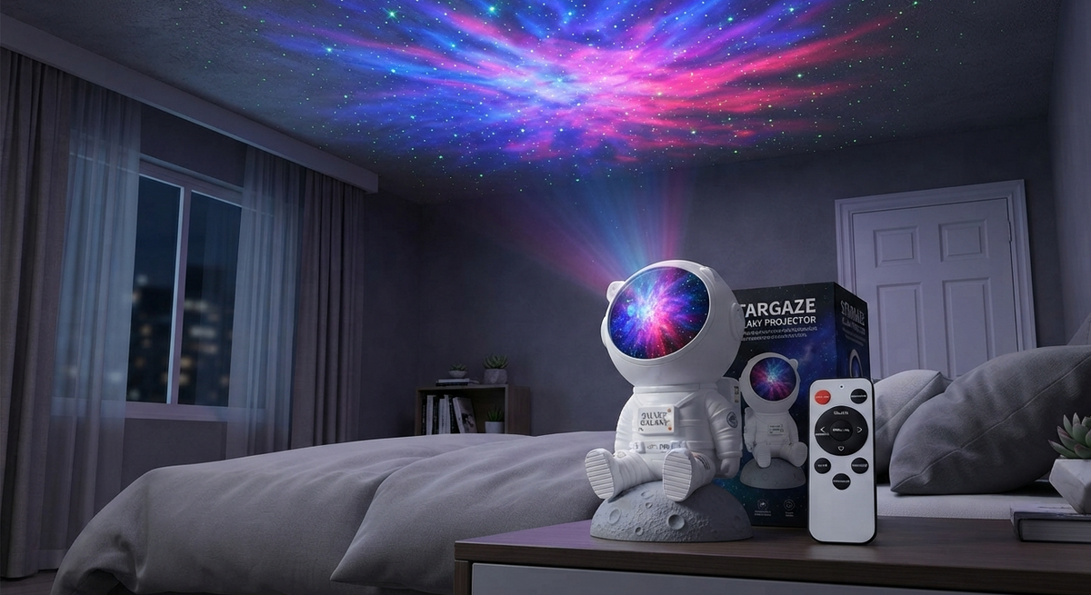 Lámpara Proyector de Galaxia Astronauta con Control Remoto