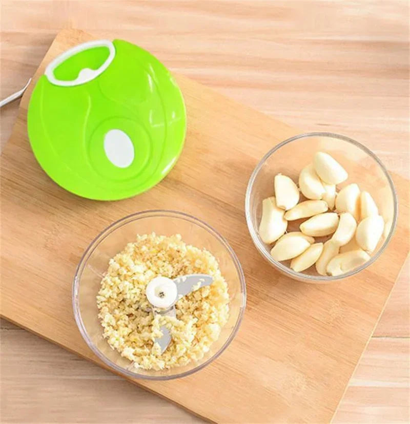 Food Shredder Processor Mini Manual Rope Garlic Cutter Meat Mincer Vegetable Onion Cutter Garlic Masher Kitchen Tools Portable