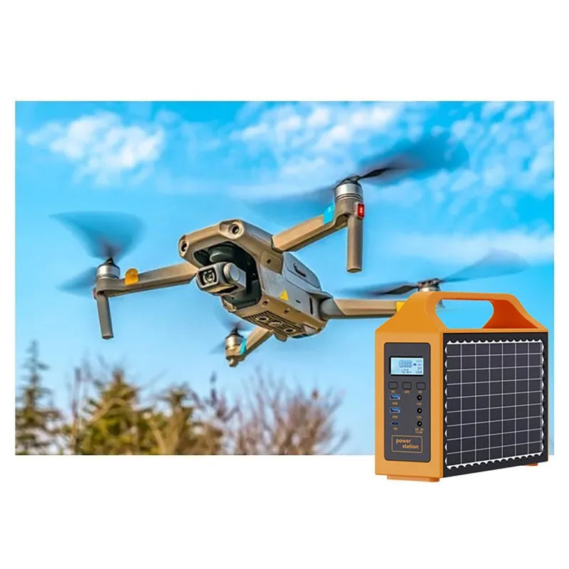 150W Portable Solar Power Station with LED Light & Solar Panel 220V 110V Power Supply Solar Generator Outdoor Backup Power