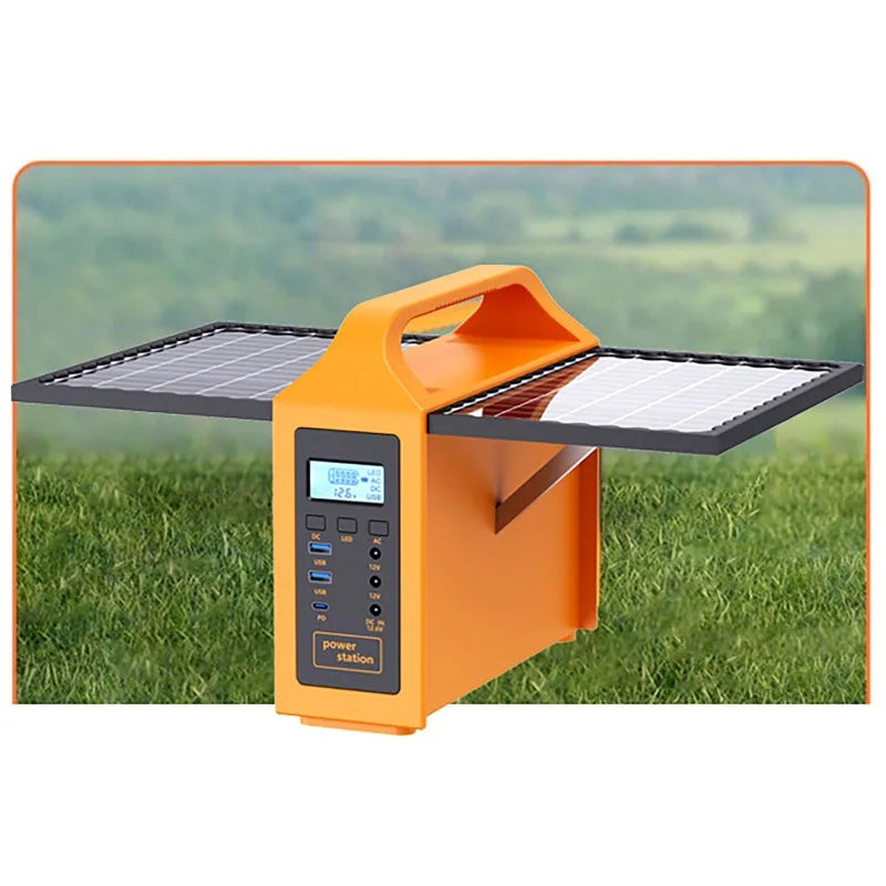 150W Portable Solar Power Station with LED Light & Solar Panel 220V 110V Power Supply Solar Generator Outdoor Backup Power