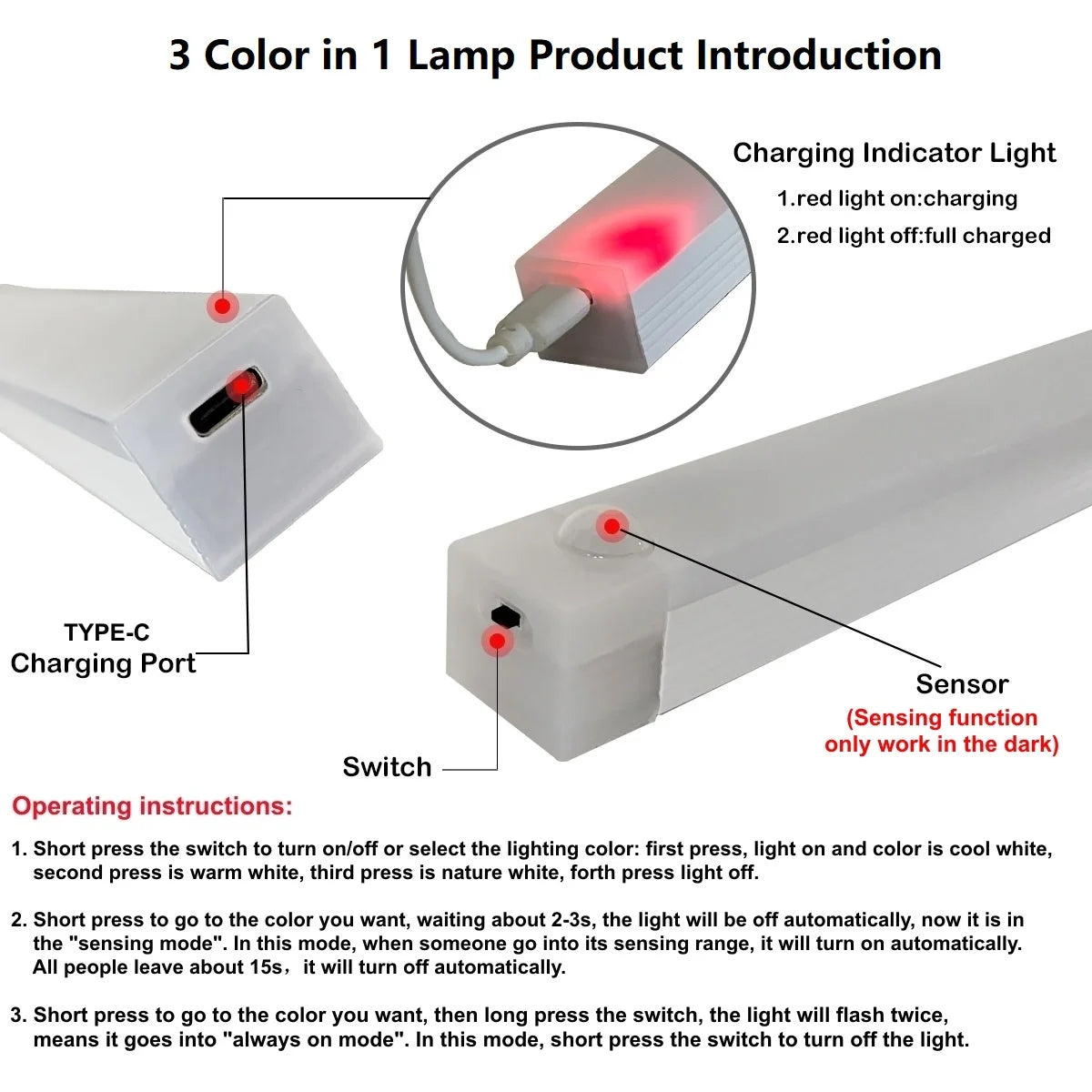 Barra de Luz LED Inteligente con Sensor de Movimiento | Lámpara Magnética Inalámbrica USB