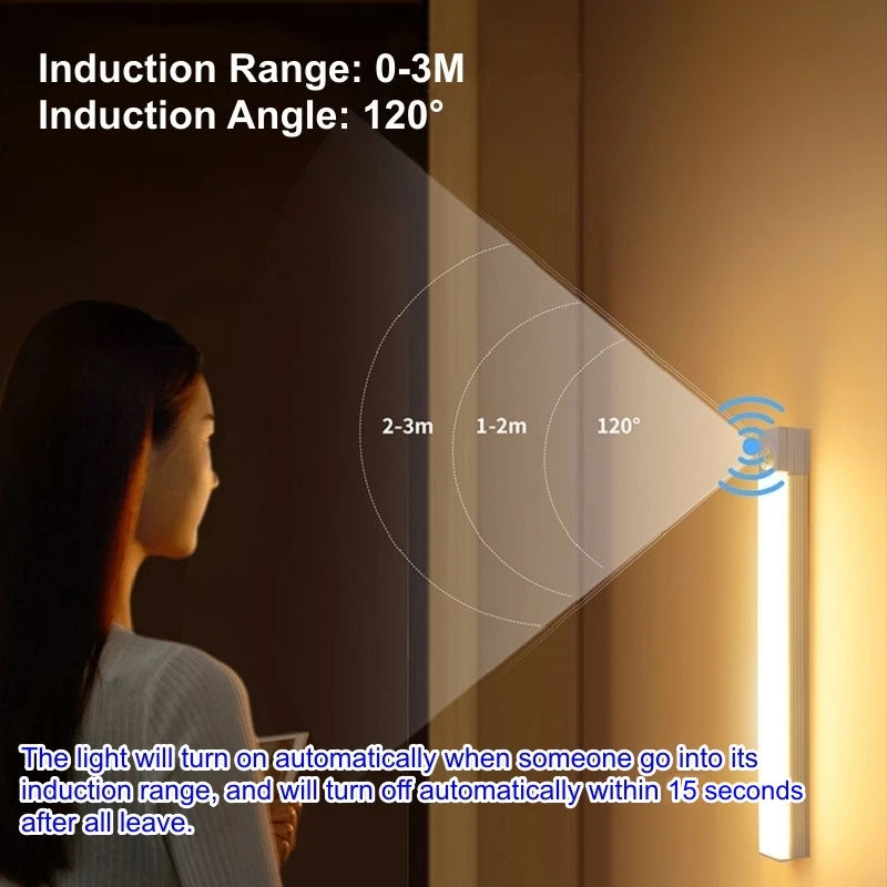 Barra de Luz LED Inteligente con Sensor de Movimiento | Lámpara Magnética Inalámbrica USB