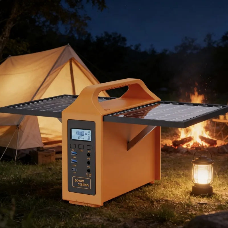150W Portable Solar Power Station with LED Light & Solar Panel 220V 110V Power Supply Solar Generator Outdoor Backup Power