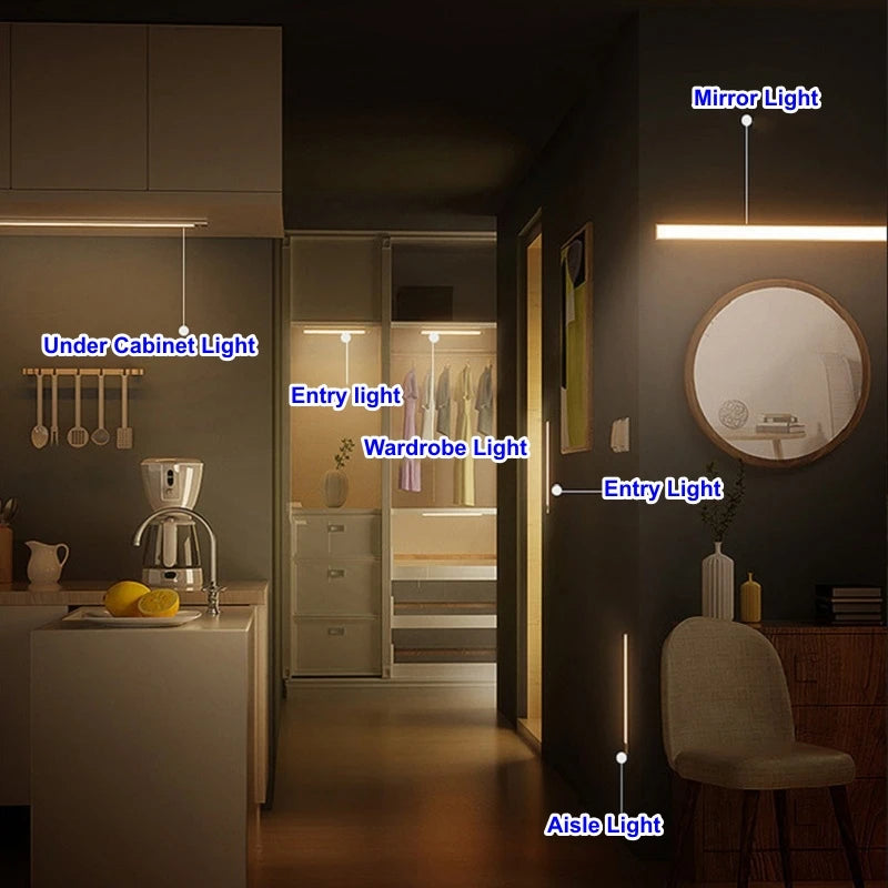 Barra de Luz LED Inteligente con Sensor de Movimiento | Lámpara Magnética Inalámbrica USB