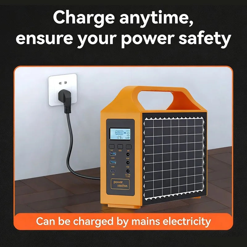 150W Portable Solar Power Station with LED Light & Solar Panel 220V 110V Power Supply Solar Generator Outdoor Backup Power
