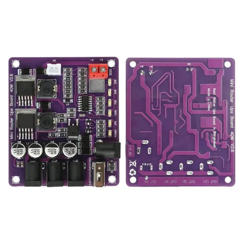 Mini Router UPS Board 40W Battery Charging Board 5V 9V 12V Output Uninterruptible Power Supply Board For Router Backup Power