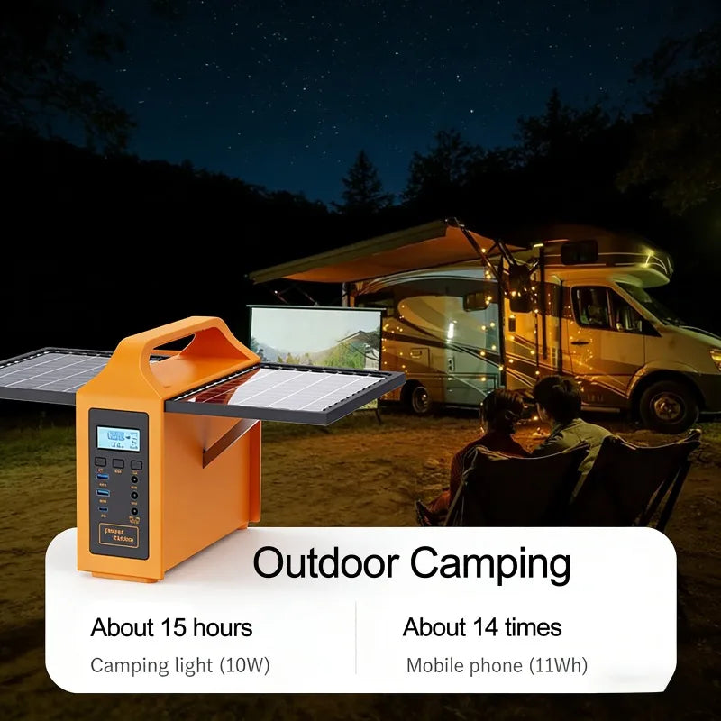 150W Portable Solar Power Station with LED Light & Solar Panel 220V 110V Power Supply Solar Generator Outdoor Backup Power