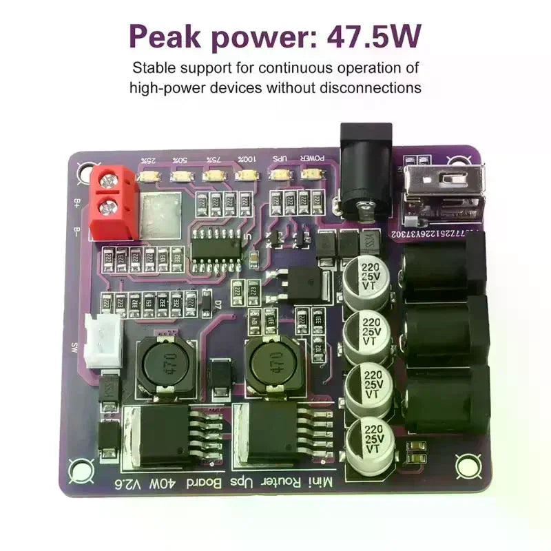 Mini Router UPS Board 40W Battery Charging Board 5V 9V 12V Output Uninterruptible Power Supply Board For Router Backup Power
