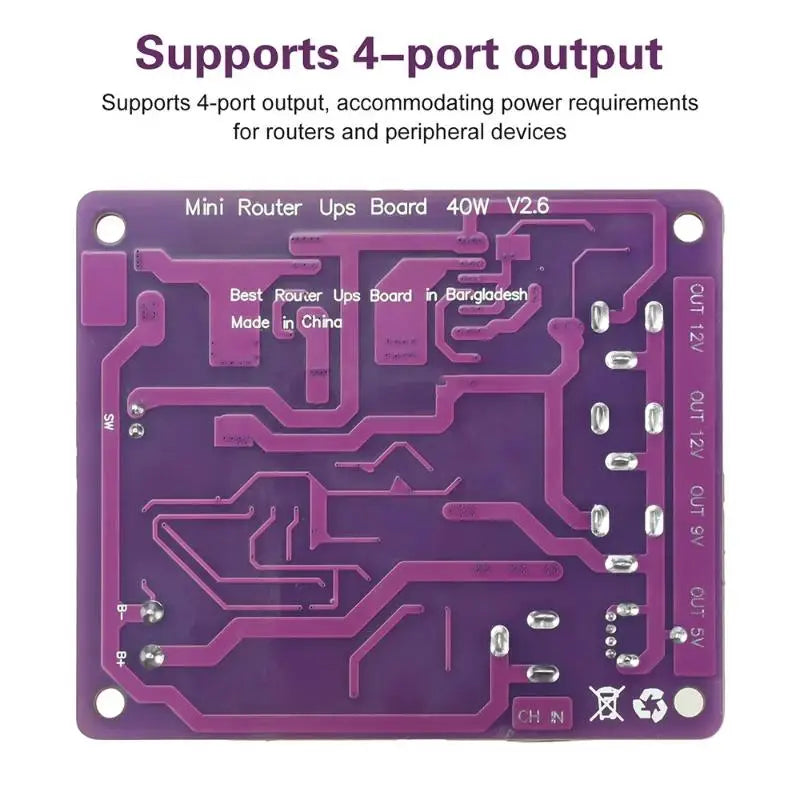 Mini Router UPS Board 40W Battery Charging Board 5V 9V 12V Output Uninterruptible Power Supply Board For Router Backup Power