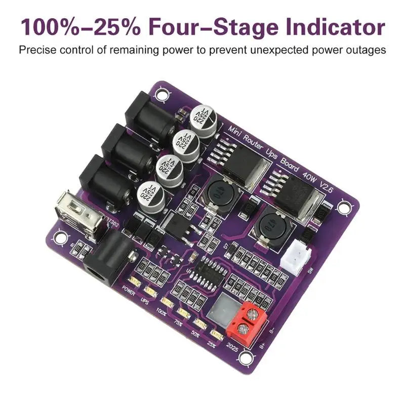 Mini Router UPS Board 40W Battery Charging Board 5V 9V 12V Output Uninterruptible Power Supply Board For Router Backup Power