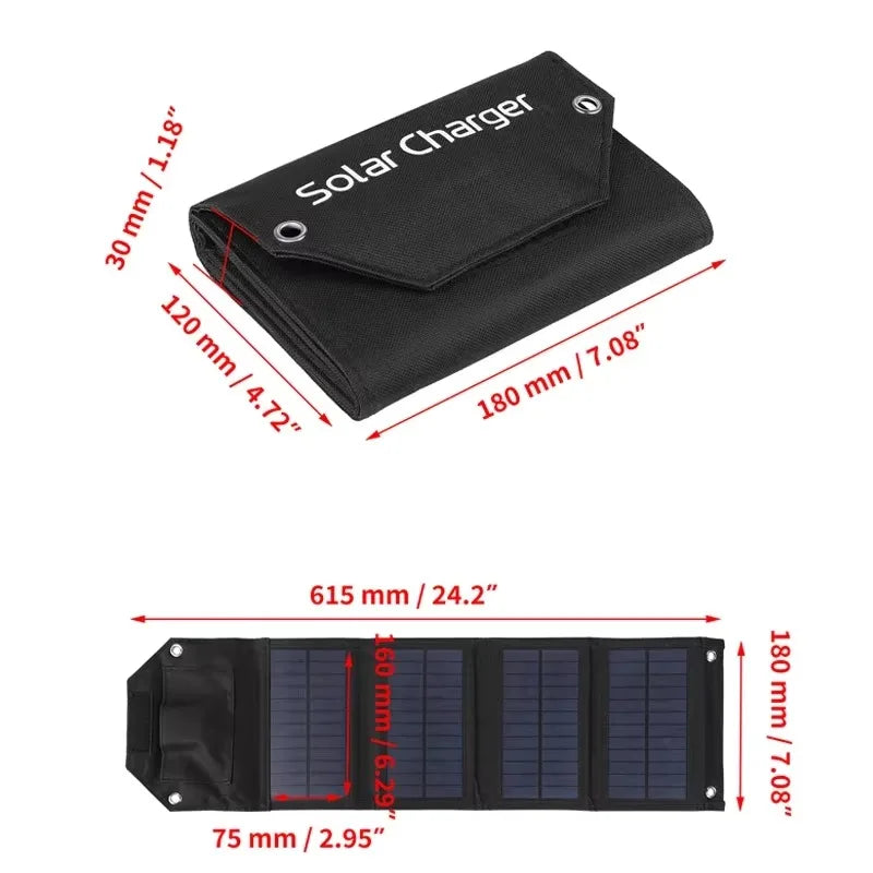 Panel Solar Plegable Portátil USB - Carga Inteligente de Emergencia