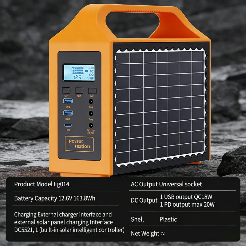 150W Portable Solar Power Station with LED Light & Solar Panel 220V 110V Power Supply Solar Generator Outdoor Backup Power