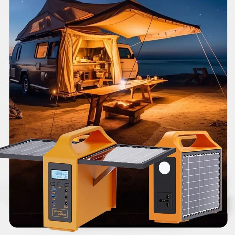 150W Portable Solar Power Station with LED Light & Solar Panel 220V 110V Power Supply Solar Generator Outdoor Backup Power