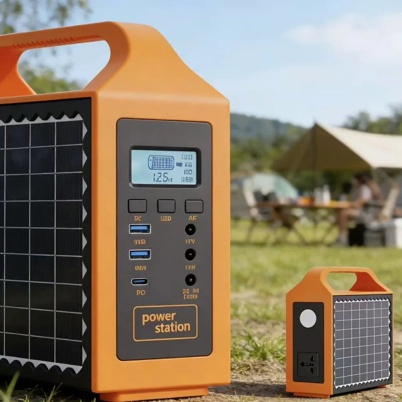 150W Portable Solar Power Station with LED Light & Solar Panel 220V 110V Power Supply Solar Generator Outdoor Backup Power
