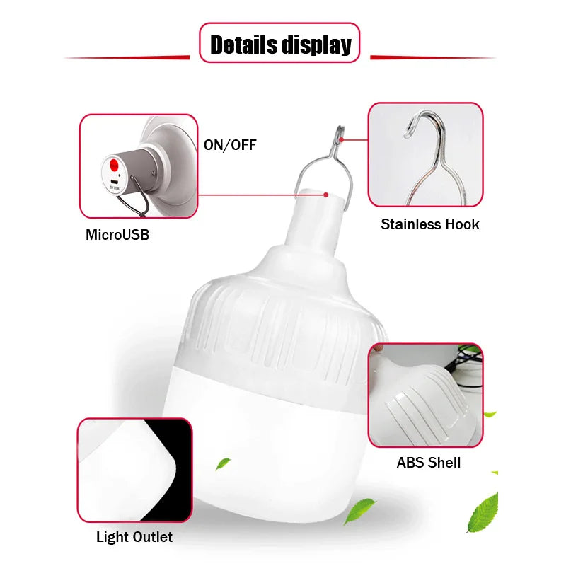 Led USB Rechargeable Light Bulb 80W 120W 200W Night Market Lighting Stall Lamp Stall Lamp Outdoor Camping Household Emergency