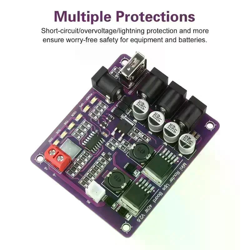 Mini Router UPS Board 40W Battery Charging Board 5V 9V 12V Output Uninterruptible Power Supply Board For Router Backup Power